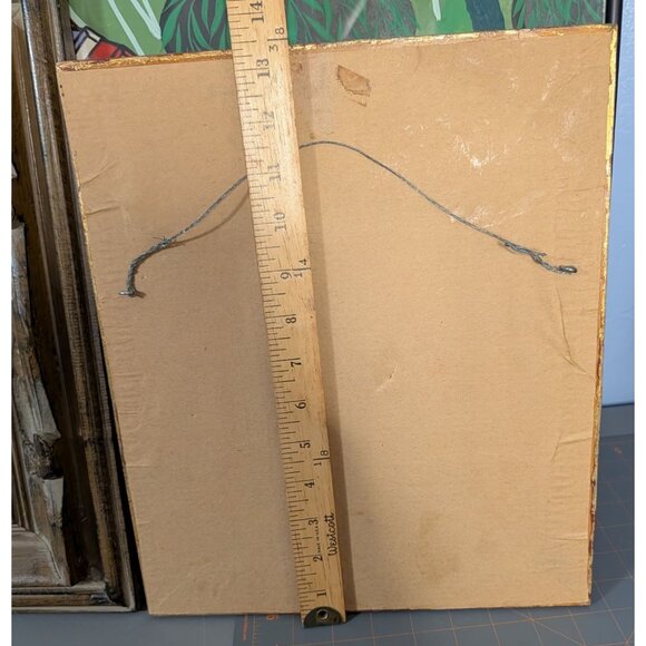 Signed "Chabela" Oil Painting on Board Woman Child Colorful Bag Ornate Frame - Picture 9 of 11